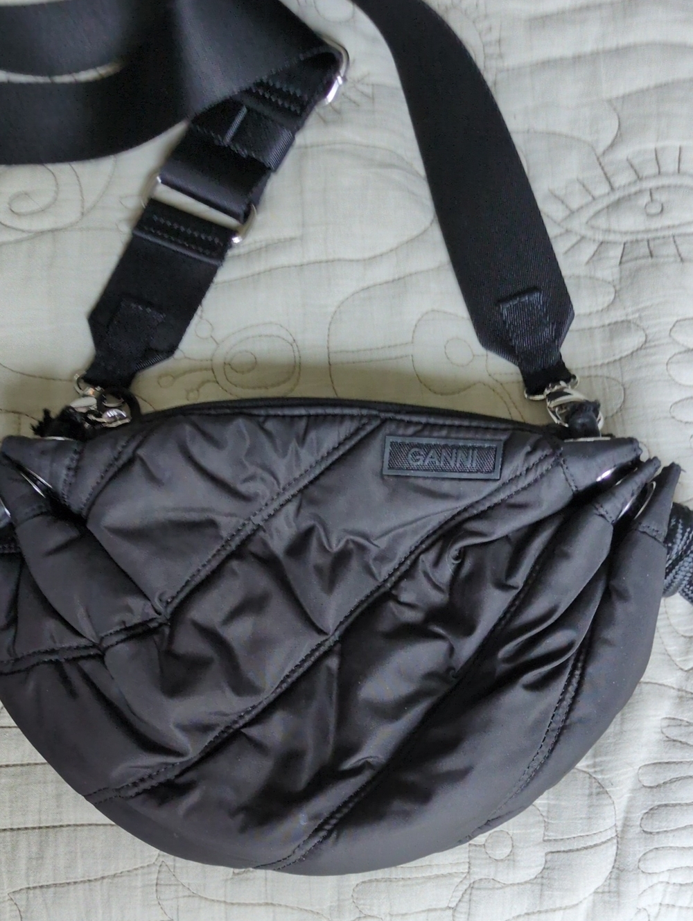 GANNI Black Recycled Tech Fabric Festival Crossbody Bag